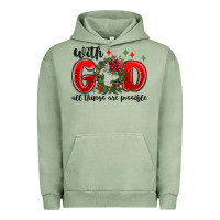 Pigment Oil Green with god all things are possible Urban Hoodie - MaliasSmallBusiness