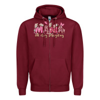 Burgundy mama all day everyday Zipper Hoodie - Zillion Design Studio
