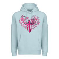 Blue Mist jesus is love heart cross valentines day Premium Hoodie - MaliasSmallBusiness