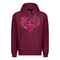 Burgundy jesus is love heart cross valentines day Premium Hoodie - MaliasSmallBusiness