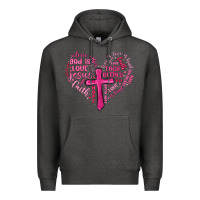 Charcoal Heather jesus is love heart cross valentines day Premium Hoodie - MaliasSmallBusiness
