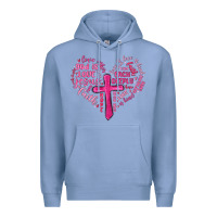 Colony Blue jesus is love heart cross valentines day Premium Hoodie - MaliasSmallBusiness