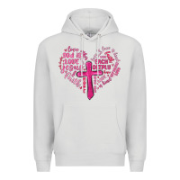 Dove Grey jesus is love heart cross valentines day Premium Hoodie - MaliasSmallBusiness