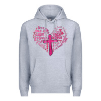 Heather Grey jesus is love heart cross valentines day Premium Hoodie - MaliasSmallBusiness