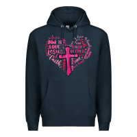 Navy jesus is love heart cross valentines day Premium Hoodie - MaliasSmallBusiness