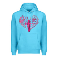 Ocean Blue jesus is love heart cross valentines day Premium Hoodie - MaliasSmallBusiness