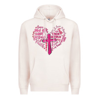 Pale Pink jesus is love heart cross valentines day Premium Hoodie - MaliasSmallBusiness