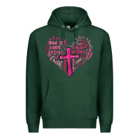 Sports Green jesus is love heart cross valentines day Premium Hoodie - MaliasSmallBusiness