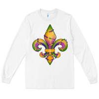 White mardi gras fleur de lis Long Sleeve Tee - RanaPortraitStore