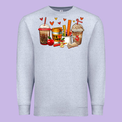 Teacher Coffee Cups Premium Sweatshirt Designed By Jasminsmagicworld