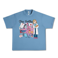 Pebble Blue stay healthy nurse Urban Heavy Tee - MaliasSmallBusiness