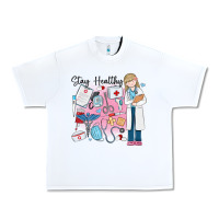 White stay healthy nurse Urban Heavy Tee - MaliasSmallBusiness