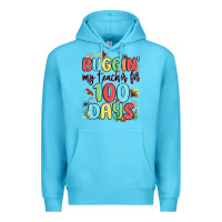 Ocean Blue buggin my teacher for 100 days Premium Hoodie - MaliasSmallBusiness