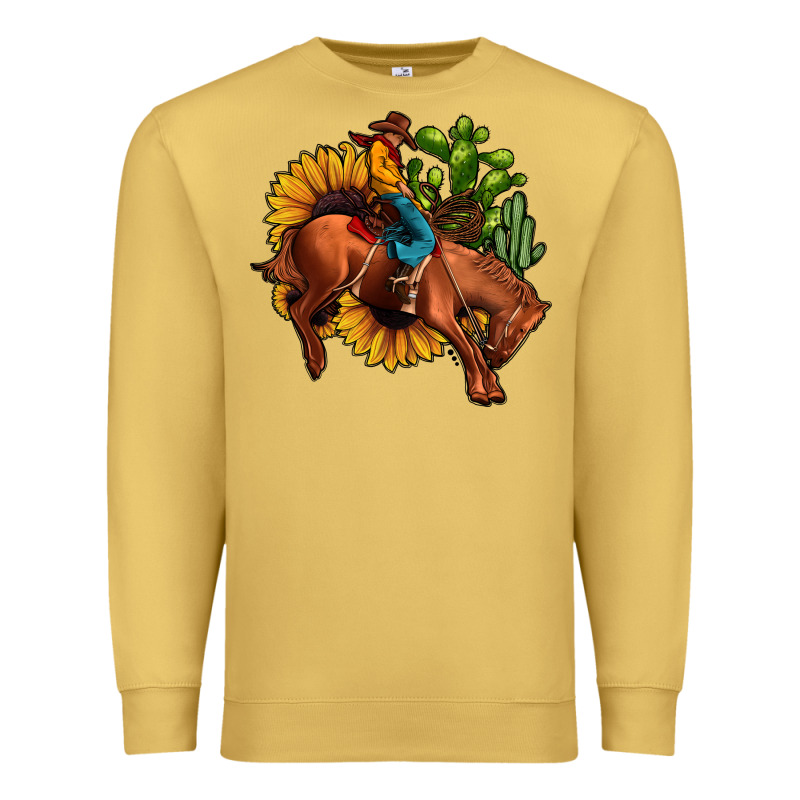 Rodeo Cowboy Sunflower Cactus Premium Sweatshirt by JahusDesignShop | Teevron