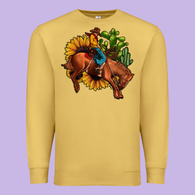 Rodeo Cowboy Sunflower Cactus Premium Sweatshirt Designed By Jahusdesignshop