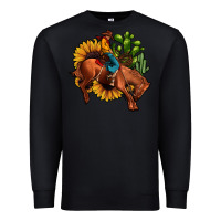Black rodeo cowboy sunflower cactus Premium Sweatshirt - JahusDesignShop