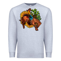 Heather Grey rodeo cowboy sunflower cactus Premium Sweatshirt - JahusDesignShop