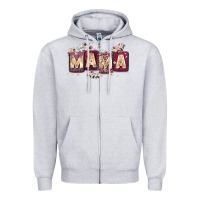 Heather Grey mama with license letters Zipper Hoodie - Zillion Design Studio