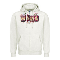 Oatmeal Heather mama with license letters Zipper Hoodie - Zillion Design Studio