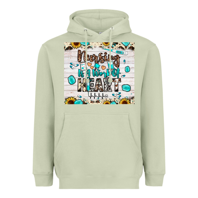 Nursing Is A Work Of Heart Heavyweight Hoodie by JahusDesignShop | Teevron