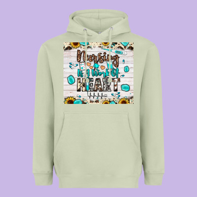 Nursing Is A Work Of Heart Heavyweight Hoodie Designed By Jahusdesignshop