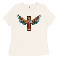 Bone our lady of guadalupe cross with wings Ladies Tee - BarkalooDesign
