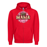Red mama with round leopard Zipper Hoodie - Zillion Design Studio