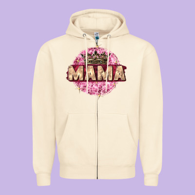 Mama With Round Leopard Zipper Hoodie Designed By Zillion Design Studio