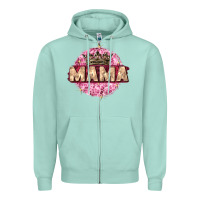 Seafoam mama with round leopard Zipper Hoodie - Zillion Design Studio