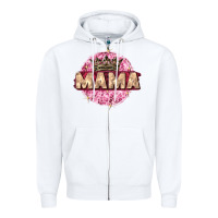 White mama with round leopard Zipper Hoodie - Zillion Design Studio