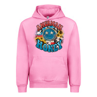 Fuchsia Pink American honey smiley Urban Hoodie - NancyCooperArtShop