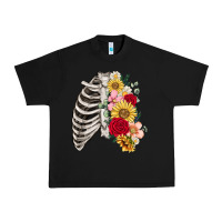 Black floral ribcage Urban Heavy Tee - MaliasSmallBusiness