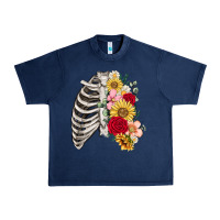 Navy floral ribcage Urban Heavy Tee - MaliasSmallBusiness