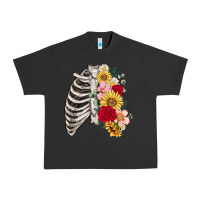 Pigment Black floral ribcage Urban Heavy Tee - MaliasSmallBusiness
