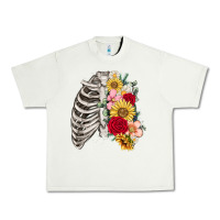 Pistachio floral ribcage Urban Heavy Tee - MaliasSmallBusiness
