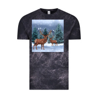 Cloud Black winter deer Vintage Tee - BarkalooDesign