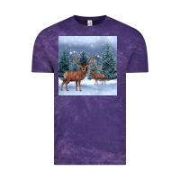 Cloud Purple winter deer Vintage Tee - BarkalooDesign