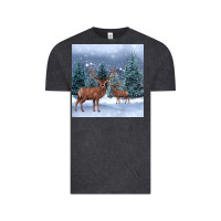 Vintage Black winter deer Vintage Tee - BarkalooDesign