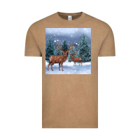 Vintage Coffee winter deer Vintage Tee - BarkalooDesign