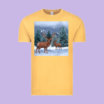 Winter Deer Vintage Tee Designed By Barkaloodesign