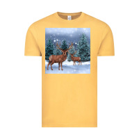 Vintage Mustard winter deer Vintage Tee - BarkalooDesign
