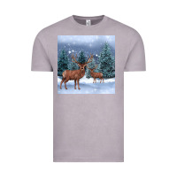 Vintage Zinc winter deer Vintage Tee - BarkalooDesign
