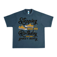 Midnight Navy stepping into my birthday with god s grace and mer Urban Heavy Tee - MaliasSmallBusiness