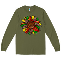 Army Green juneteenth leopard sunflower Long Sleeve Tee - Zillion Design Studio