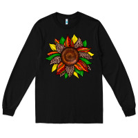 Black juneteenth leopard sunflower Long Sleeve Tee - Zillion Design Studio