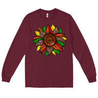 Burgundy juneteenth leopard sunflower Long Sleeve Tee - Zillion Design Studio