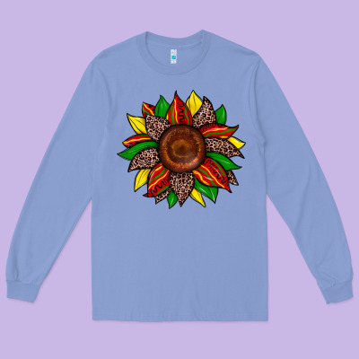 Long Sleeve Tee juneteenth leopard sunflower