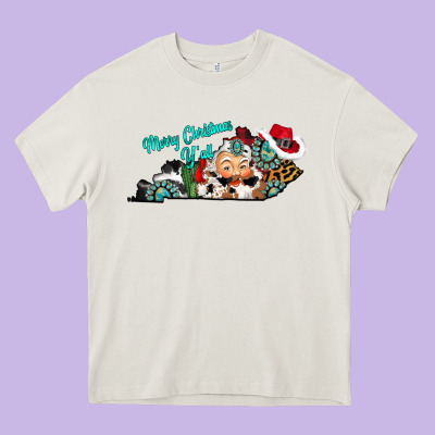 Merry Christmas Y'all Kentucky Heavy Core Tee Designed By Cowhidedigitalart