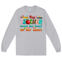 Moon Dust this teacher wears her heart on her sleeve Long Sleeve Tee - texasbilliewilder