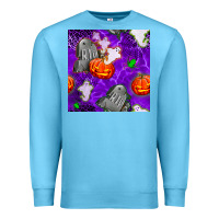 Ocean Blue tombstone and ghosts seamless paternal Premium Sweatshirt - BundleAndBundleShop